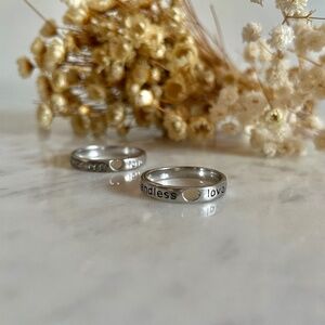 Silver 925 Endless Love cutout heart rings